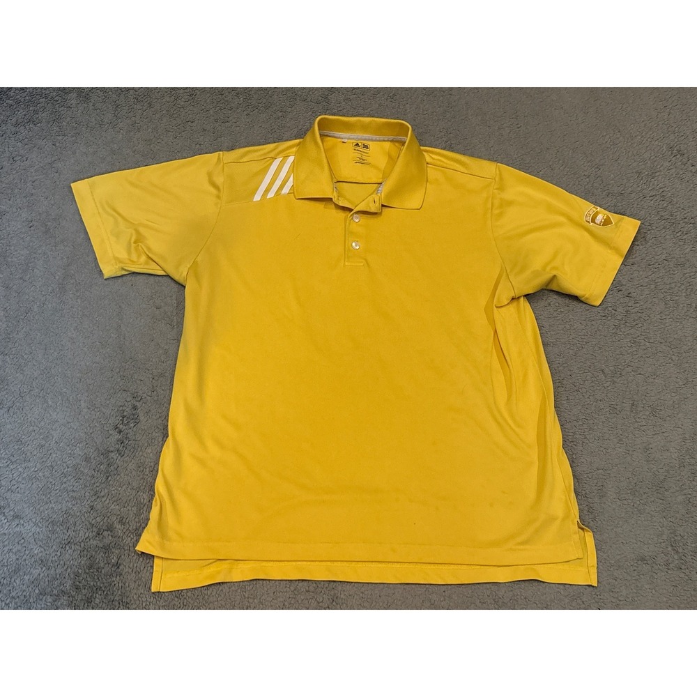 Adidas Golf ClimaCool Polo Shirt Mens Large Yellow Great Oaks Short Sleeve L